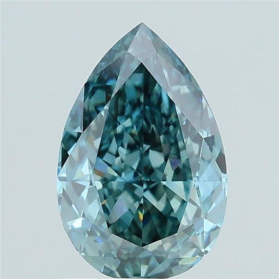 1.72 carat fancy vivid greenish blue pear lab grown diamond VS1 clarity