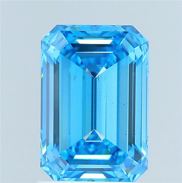 1.76 carat fancy vivid blue emerald lab grown diamond SI1 clarity