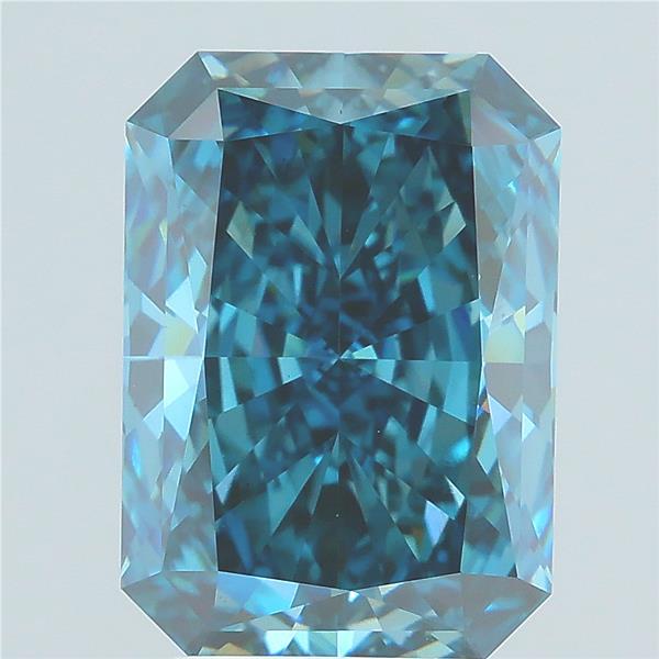 3.85 carat fancy deep blue radiant lab grown diamond VS1 clarity