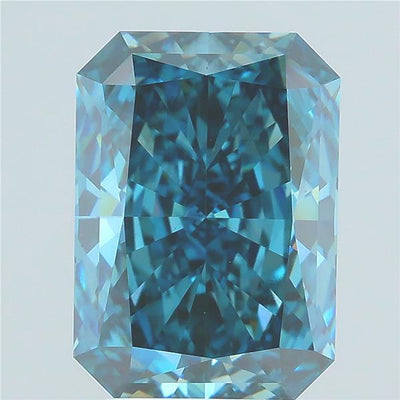 3.85 carat fancy deep blue radiant lab grown diamond VS1 clarity