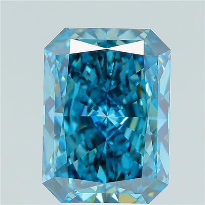 4.17 carat fancy vivid blue radiant lab grown diamond SI1 clarity