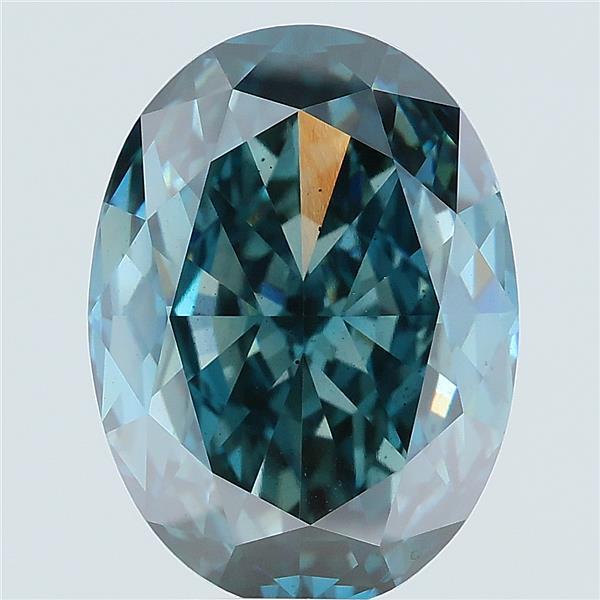 5.71 carat fancy deep blue oval lab grown diamond VS2 clarity