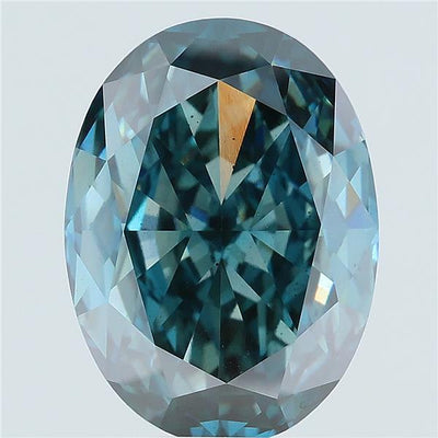 5.71 carat fancy deep blue oval lab grown diamond VS2 clarity