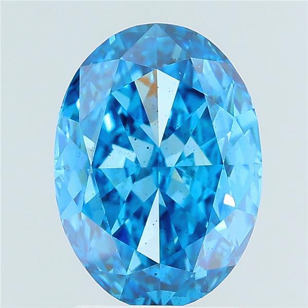 2.67 carat fancy vivid blue oval lab grown diamond SI1 clarity