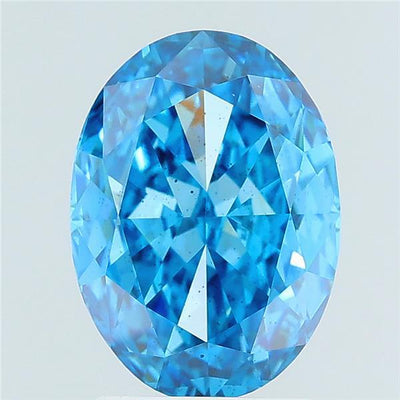 2.67 carat fancy vivid blue oval lab grown diamond SI1 clarity