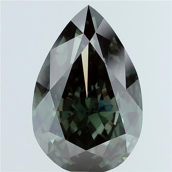 6.16 carat fancy deep green pear lab grown diamond VS2 clarity
