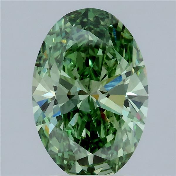 1.98 carat fancy vivid green oval lab grown diamond VS2 clarity