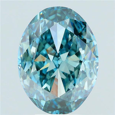 6.30 carat fancy vivid green blue oval lab grown diamond VS2 clarity