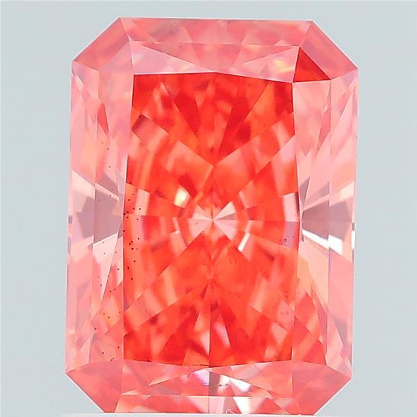 1.39 carat fancy vivid orange pink radiant lab grown diamond SI1 clarity