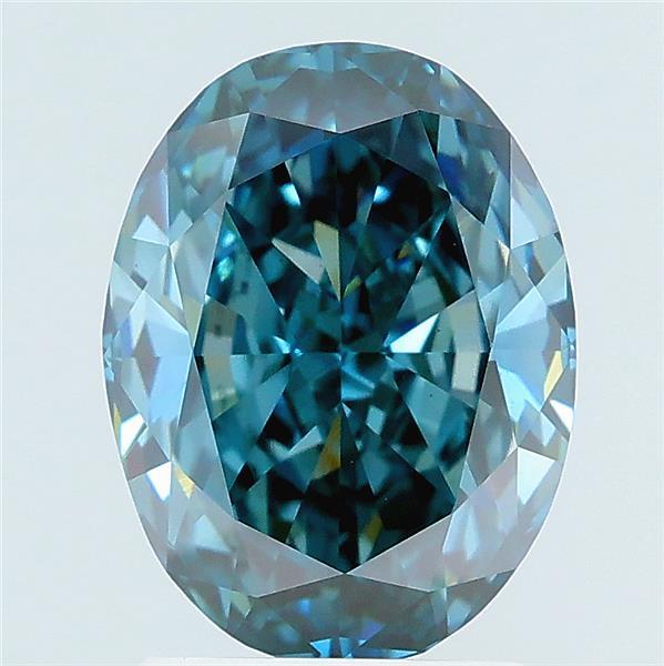 2.46 carat fancy vivid blue oval lab grown diamond VS1 clarity