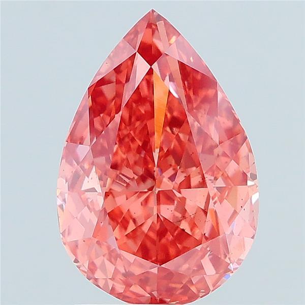 2.51 carat fancy vivid brownish pink pear lab grown diamond SI1 clarity