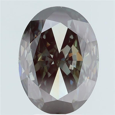 6.43 carat fancy deep gray green oval lab grown diamond VS1 clarity