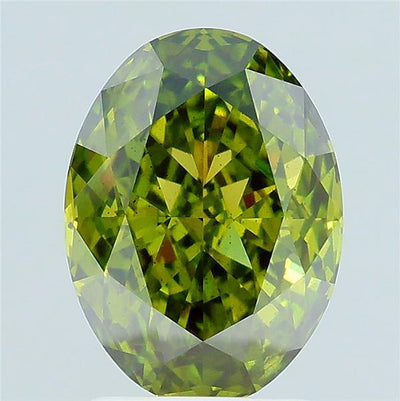 2.06 carat fancy vivid green oval lab grown diamond SI2 clarity