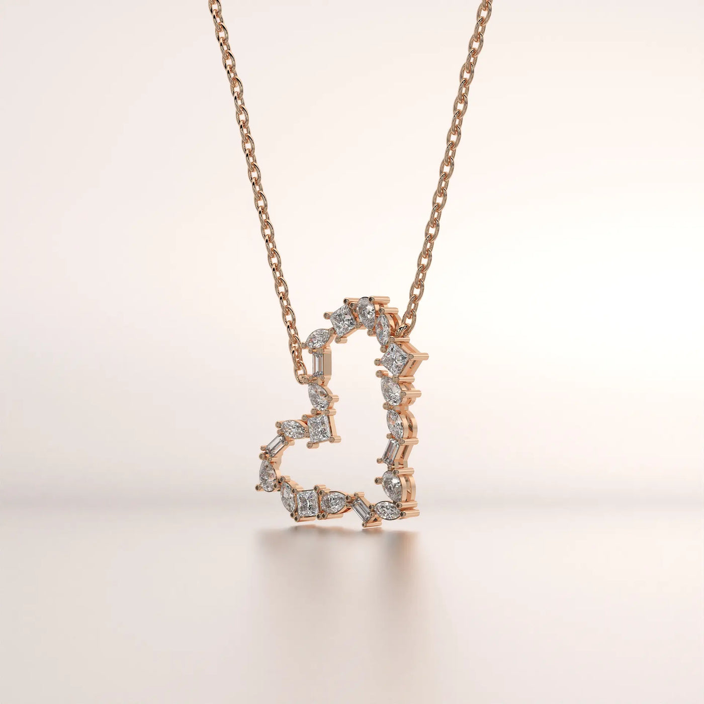 heart necklace diamond rose gold n/a front