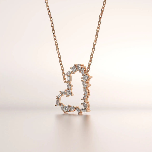 heart necklace diamond rose gold n/a front