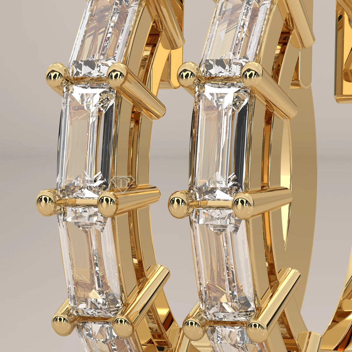Stone Detail: Baguette Lab Grown Diamonds in Prong Setting – Yellow Gold – Driona Jewels