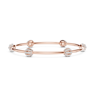 Flat Lay: Round Diamond Bangle with Bezel Setting in 14k Rose Gold - Lab Grown - Driona Jewels