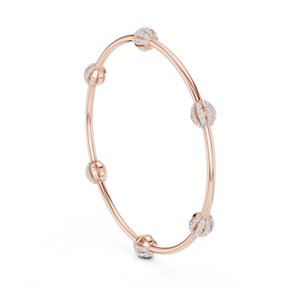 Three-quarter View: Round Diamond Bangle with Bezel Setting in 14k Rose Gold - Lab Grown - Driona Jewels