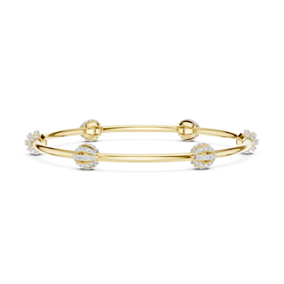 Flat Lay: Round Diamond Bangle with Bezel Setting in 14k Yellow Gold - Lab Grown - Driona Jewels