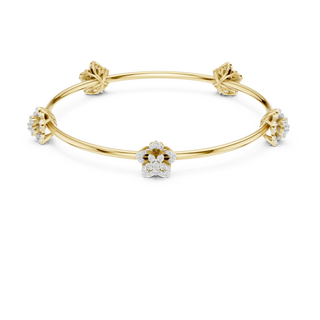 Flat Lay: Round Diamond Bangle with Floral Setting in 14k Yellow Gold - Lab Grown - Driona Jewels