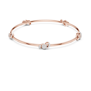 Front View: Round Diamond Bangle with Pave Setting in 14k Rose Gold - Lab Grown - Driona Jewels
