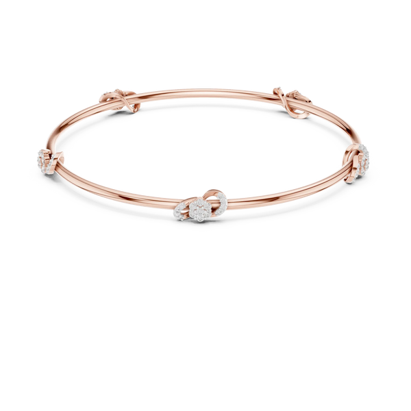 Front View: Round Diamond Bangle with Pave Setting in 14k Rose Gold - Lab Grown - Driona Jewels