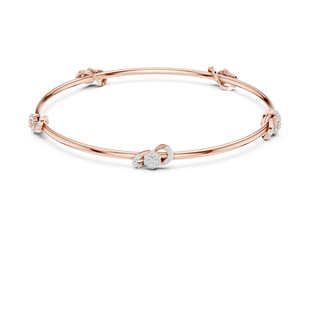 Front View: Round Diamond Bangle with Pave Setting in 14k Rose Gold - Lab Grown - Driona Jewels