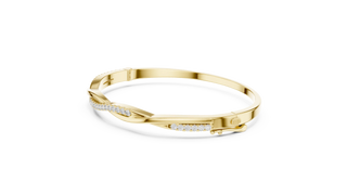 Flat Lay: Round Diamond Bangle with Pave Setting in 14k Yellow Gold - Lab Grown - Driona Jewels
