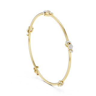 Front-View: Round Diamond Bangle with Pave Setting in 14k Yellow Gold - Lab Grown - Driona Jewels