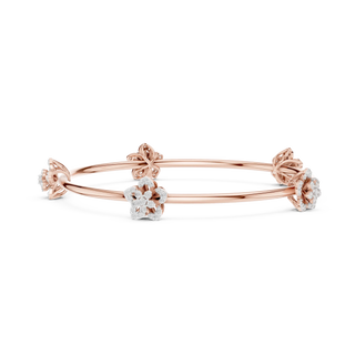 Front-View: Round Diamond Bangle with Prong Setting in 14k Rose Gold - Lab Grown - Driona Jewels