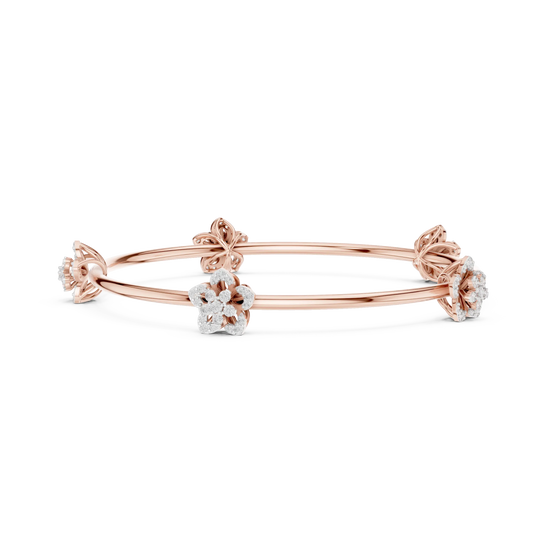 Front-View: Round Diamond Bangle with Prong Setting in 14k Rose Gold - Lab Grown - Driona Jewels