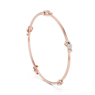 Three-quarter-view: Round Diamond Bangle with Prong Setting in 14k Rose Gold - Lab Grown - Driona Jewels