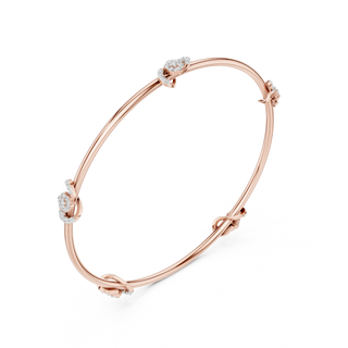 Three-quarter-view: Round Diamond Bangle with Prong Setting in 14k Rose Gold - Lab Grown - Driona Jewels