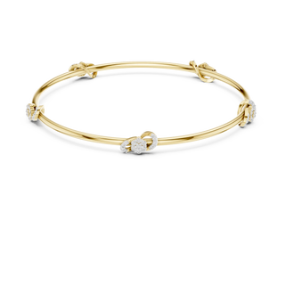 Front View: Round Diamond Bangle with Prong Setting in 14k Yellow Gold - Lab Grown - Driona Jewels