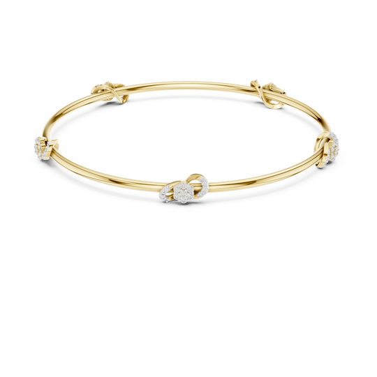 Front View: Round Diamond Bangle with Prong Setting in 14k Yellow Gold - Lab Grown - Driona Jewels