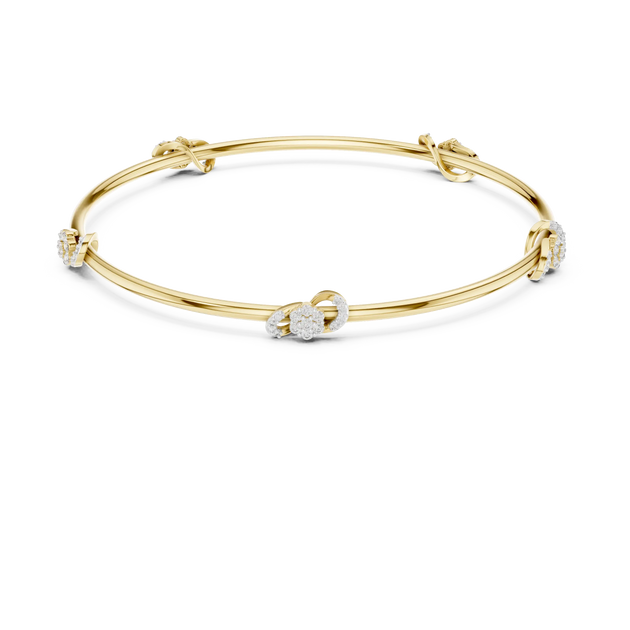Front View: Round Diamond Bangle with Prong Setting in 14k Yellow Gold - Lab Grown - Driona Jewels