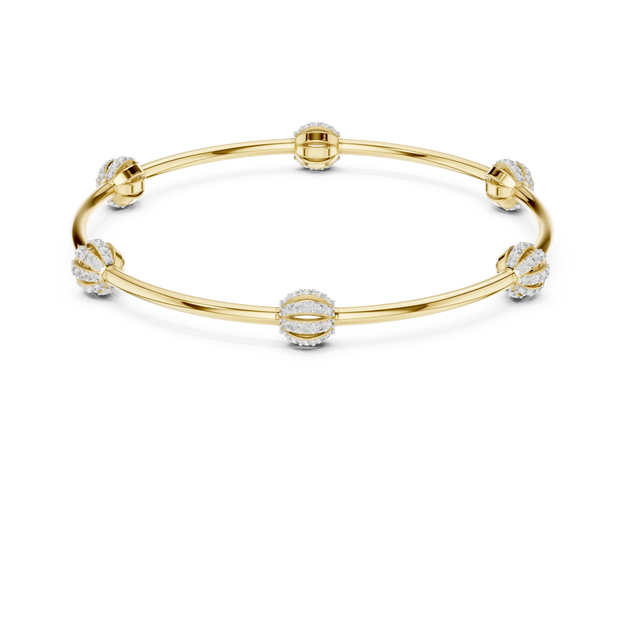 Front-View: Round Diamond Bangle with Prong Setting in 14k Yellow Gold - Lab Grown - Driona Jewels