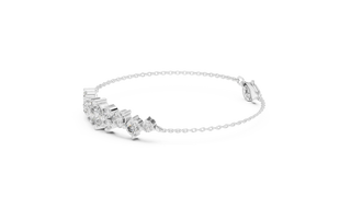 Three-quarter-view: Asscher Diamond Bracelet with Pave Setting in 14k White Gold - Lab Grown - Driona Jewels