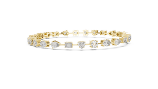 Top View: Assorted Cut Diamond Bracelet with Tennis Setting in 14k Yellow Gold - Lab Grown - Driona Jewels