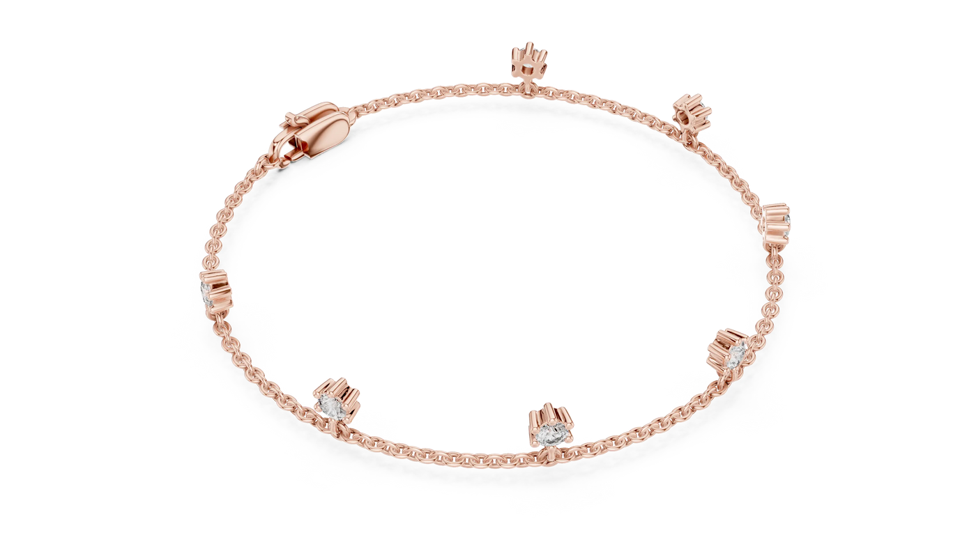 Top View: Baguette Diamond Bracelet with Channel Setting in 14k Rose Gold - Lab Grown - Driona Jewels