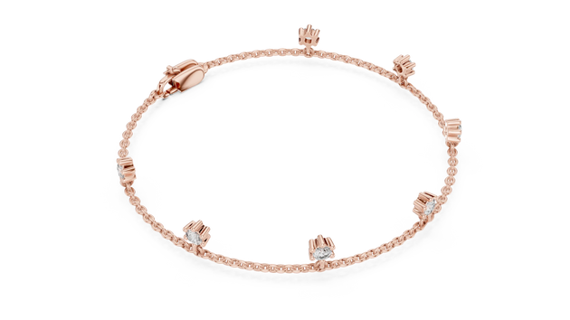 Top View: Baguette Diamond Bracelet with Channel Setting in 14k Rose Gold - Lab Grown - Driona Jewels