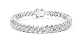 Top View: Baguette Diamond Bracelet with Channel Setting in 14k White Gold - Lab Grown - Driona Jewels