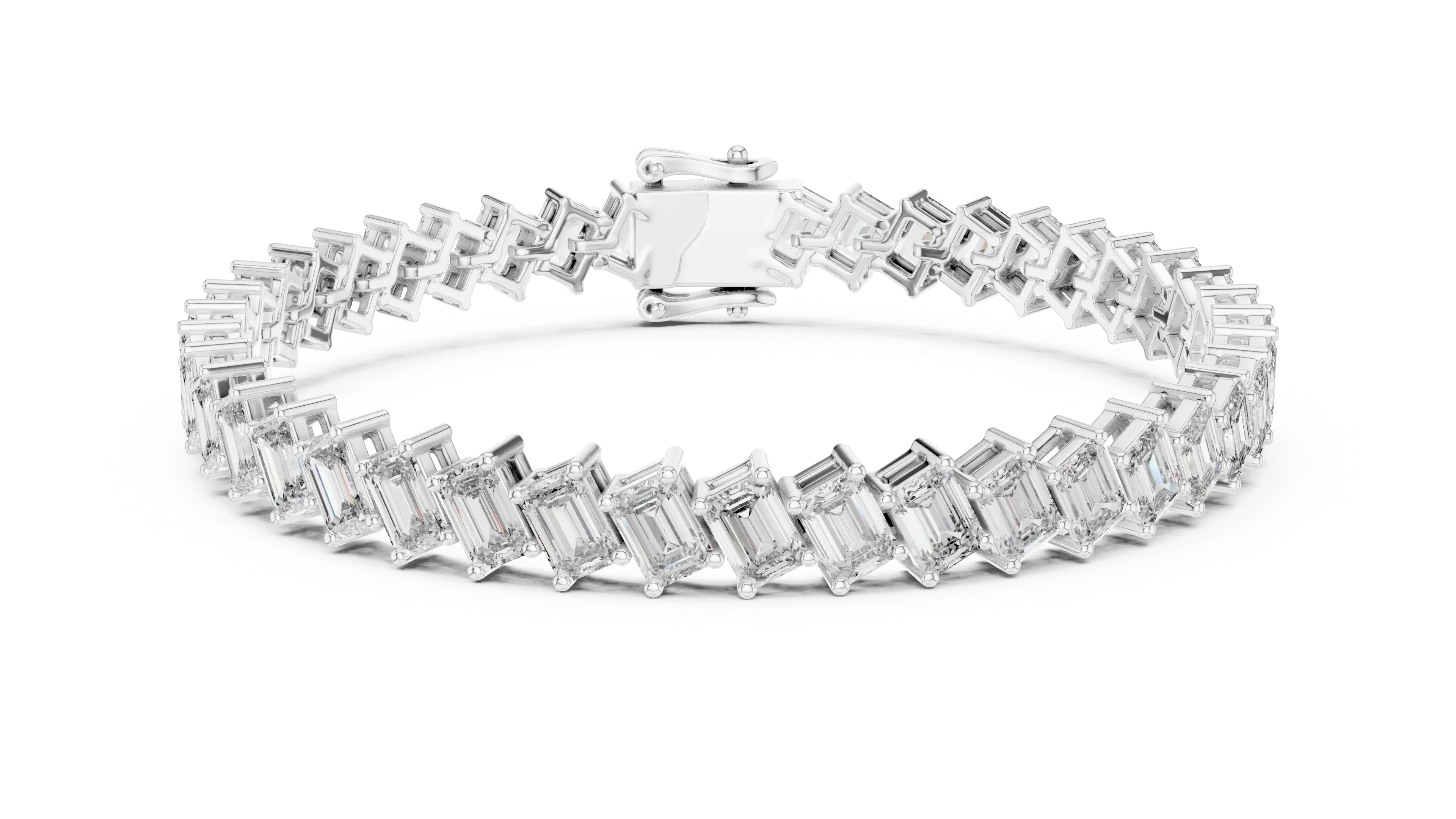 Top View: Baguette Diamond Bracelet with Channel Setting in 14k White Gold - Lab Grown - Driona Jewels