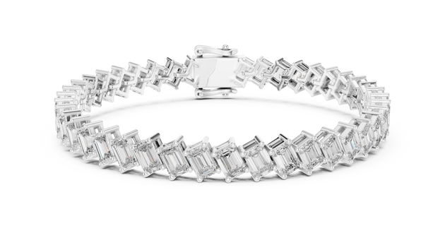 Top View: Baguette Diamond Bracelet with Channel Setting in 14k White Gold - Lab Grown - Driona Jewels