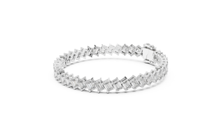 Top View: Baguette Diamond Bracelet with Channel Setting in 14k White Gold - Lab Grown - Driona Jewels