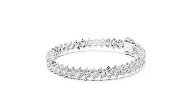 Top View: Baguette Diamond Bracelet with Channel Setting in 14k White Gold - Lab Grown - Driona Jewels