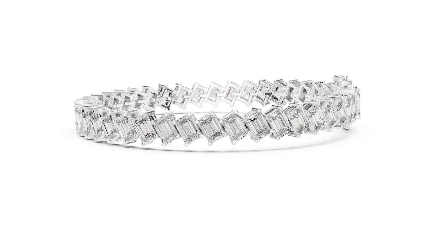 Top View: Baguette Diamond Bracelet with Channel Setting in 14k White Gold - Lab Grown - Driona Jewels