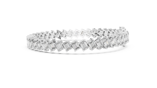 Top View: Baguette Diamond Bracelet with Channel Setting in 14k White Gold - Lab Grown - Driona Jewels