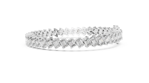 Top View: Baguette Diamond Bracelet with Channel Setting in 14k White Gold - Lab Grown - Driona Jewels