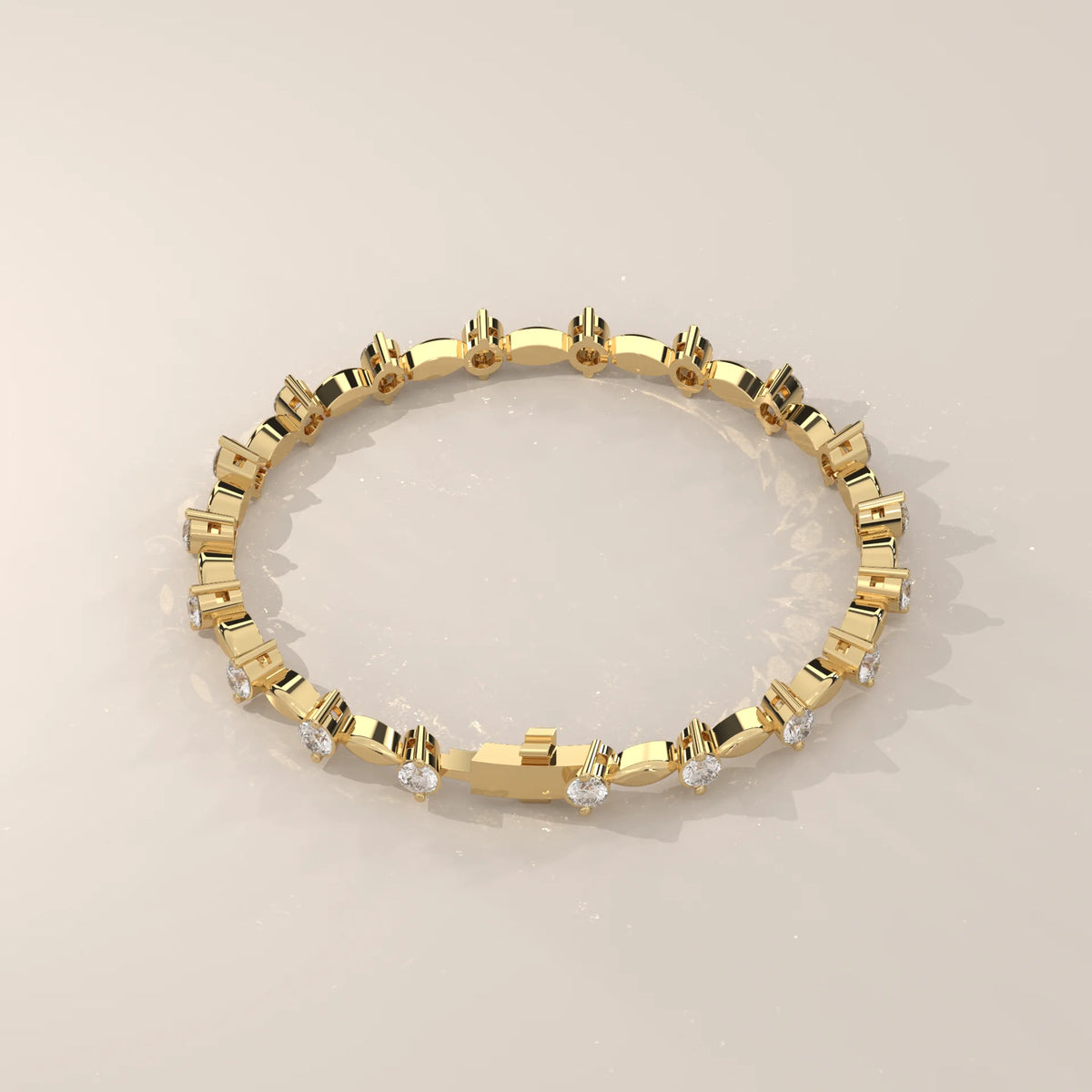 A delicate yellow gold bracelet with small cubic zirconia stones.